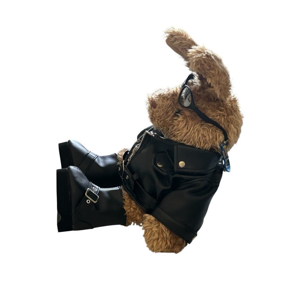 Build a Bear Biker Bunny Faux Leather Motorcycle Jacket Boots Sunglasses BAB - Picture 2 of 8